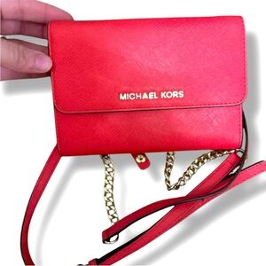 EUC Michael Kors Red Saffiano Leather Crossbody Bag - NO CALLOUTS